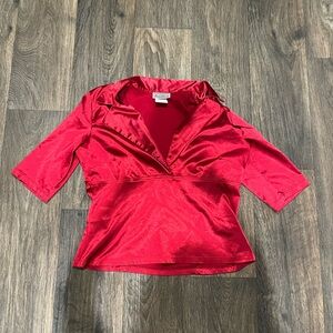 Vibrant Red Satin Blouse